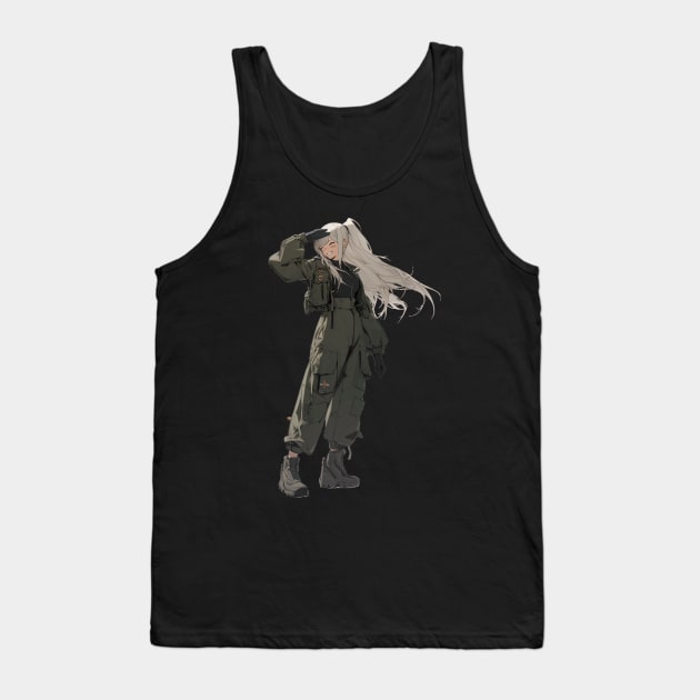 Anime Military Kawaii Girl Tank Top by stickercuffs